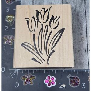 Denami Design Flowers Tulips 1998 Rubber Stamp Wood #Q6